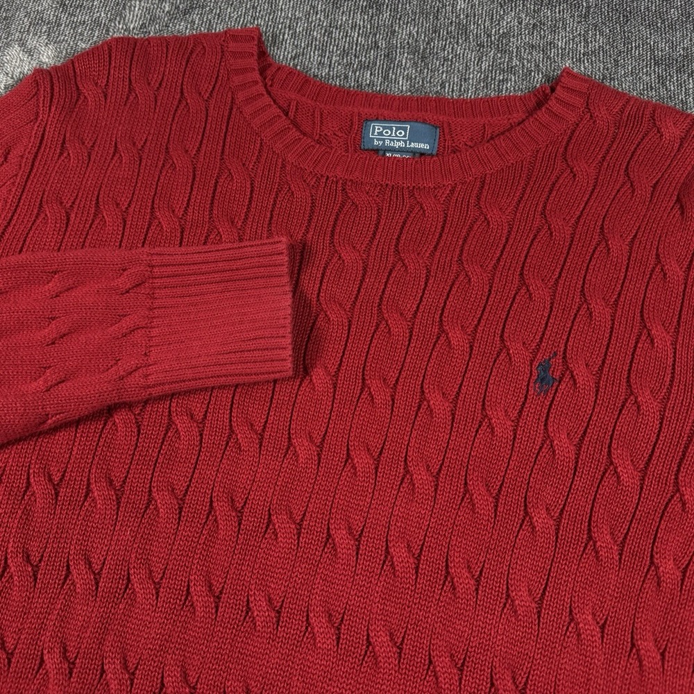 Polo by Ralph Lauren Red Cable Knit Sweater